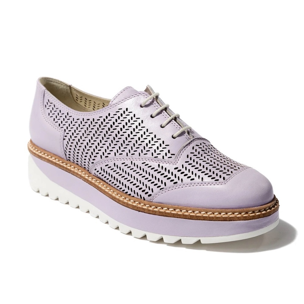 Rex Liz Lavender Tie Oxford Shoe Luxury Leather Platform SZ 7.5  New in Box